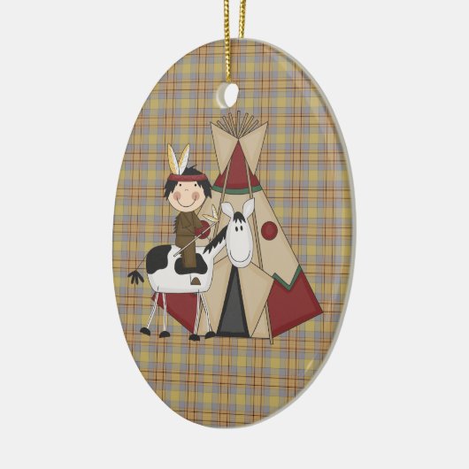 Kerstornament Indiaanse Indische Indische jongen Keramisch Ornament (Links)