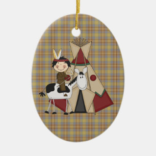 Kerstornament Indiaanse Indische Indische jongen Keramisch Ornament