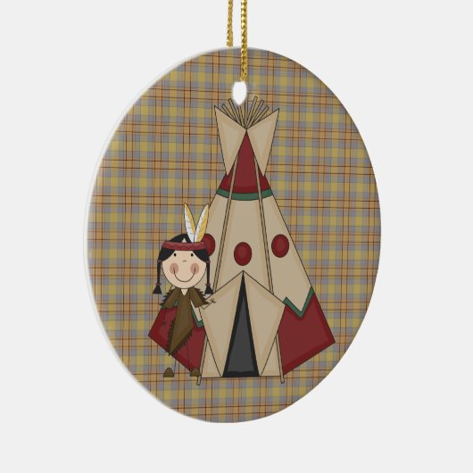 Kerstornament Indiaas meisje Keramisch Ornament (Rechts)