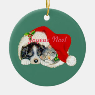 Kerstornament Joyeux Noel Frans-Canadees Keramisch Ornament