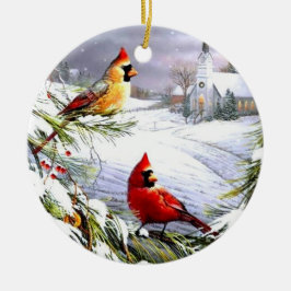 Kerstornament - Kardinaal Keramisch Ornament
