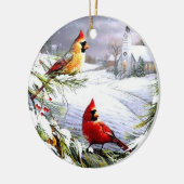 Kerstornament - Kardinaal Keramisch Ornament (Links)