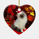 Kerstornament Kat Met Kerstman Hoed Keramisch Ornament (Achterkant)