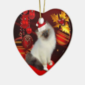Kerstornament Kat Met Kerstman Hoed Keramisch Ornament (Links)