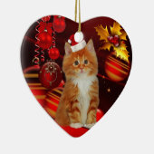 Kerstornament Kat Met Kerstman Hoed Keramisch Ornament (Rechts)