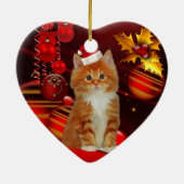 Kerstornament Kat Met Kerstman Hoed Keramisch Ornament (Achterkant)