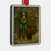 Kerstornament – Knus hond kerstcadeau Metalen Ornament (Rechts)