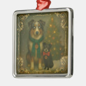 Kerstornament – Knus hond kerstcadeau Metalen Ornament (Links)