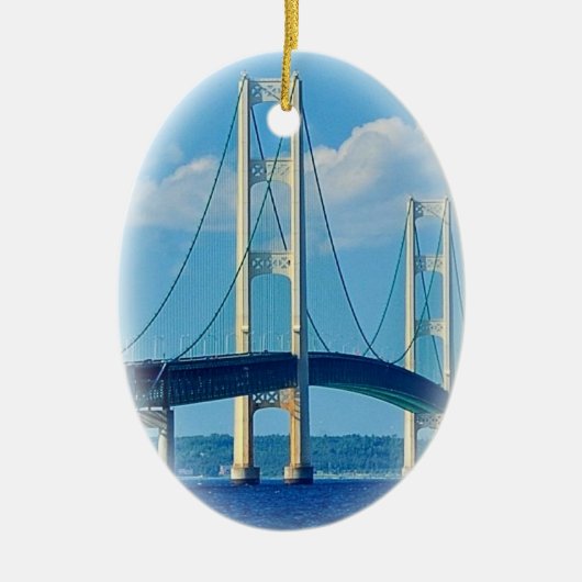 kerstornament Mackinac Bridge Keramisch Ornament (Voorkant)