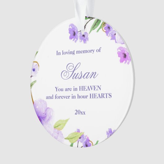 Kerstornament Memorial Purple Flowers Ornament (voorkant)