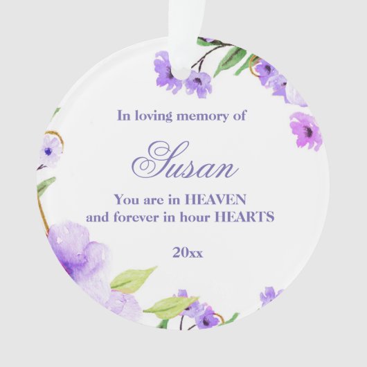 Kerstornament Memorial Purple Flowers Ornament (voorkant)