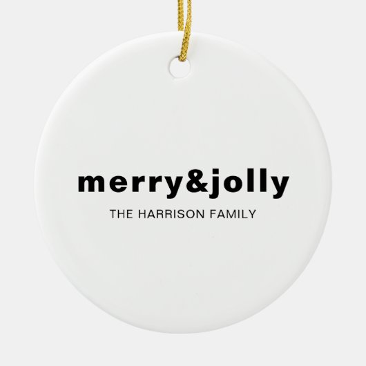 Kerstornament Merry & Bright Minimal Wit Keramisch Ornament (Voorkant)