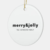 Kerstornament Merry & Bright Minimal Wit Keramisch Ornament (Links)