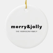 Kerstornament Merry & Bright Minimal Wit Keramisch Ornament (Achterkant)