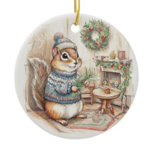 Kerstornament met eekhoorn in het wild