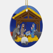 Kerstornament met een kerststal keramisch ornament (Rechts)