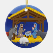 Kerstornament met een kerststal keramisch ornament (Voorkant)