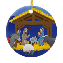 Kerstornament met een kerststal