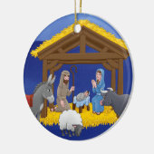 Kerstornament met een kerststal keramisch ornament (Links)