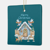 Kerstornament met fantasie keramisch ornament (Links)