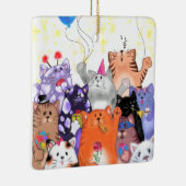 Kerstornament met Feestkatten Keramisch Ornament (Rechts)