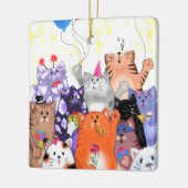 Kerstornament met Feestkatten Keramisch Ornament (Links)