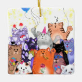 Kerstornament met Feestkatten Keramisch Ornament (Voorkant)