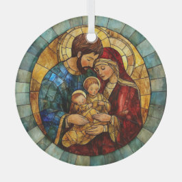 Kerstornament met geboorte van Heilige Familie Glas Ornament