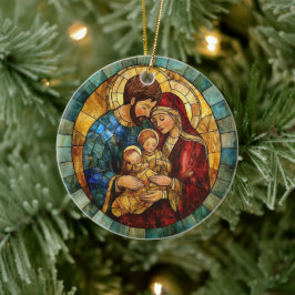 Kerstornament met geboorte van Heilige Familie Keramisch Ornament