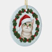 Kerstornament met glimlachende kat Santa Paws Keramisch Ornament (Rechts)