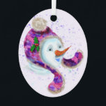 Kerstornament met Happy Snowman - Grappig Metalen Ornament<br><div class="desc">Kerst Ornamenten met Happy Snowman In Paarse Roze Beanie Winter Pet Fun Christmas Painting Collectie - Kies / Voeg uw unieke tekst / naam / kleur - Maak uw speciale kerst Ornament Gift - Formaat wijzigen en verplaatsen of verwijderen / toevoegen elementen - afbeelding / tekst met aanpassingstool. Schilderen en...</div>