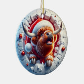 Kerstornament met Highland-koe Keramisch Ornament (Rechts)