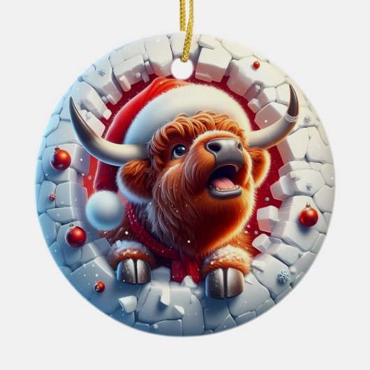 Kerstornament met Highland-koe Keramisch Ornament (Voorkant)