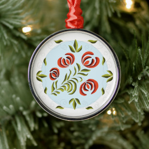 Kerstornament met Hongaarse volkskunst Metalen Ornament
