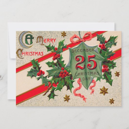 Kerstornament met hulst 25 december kaart (Voorkant)