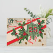 Kerstornament met hulst 25 december kaart (Staand voorkant)