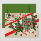 Kerstornament met hulst 25 december kaart (Voorkant / Achterkant)