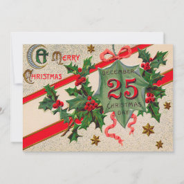 Kerstornament met hulst 25 december kaart