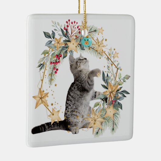 Kerstornament met kat & fauna keramisch ornament (Rechts)