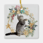 Kerstornament met kat & fauna keramisch ornament (Voorkant)