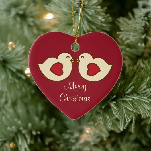 Kerstornament met Liefdesvogels Keramisch Ornament (Boom)