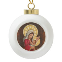 Kerstornament met Madonna en Kind