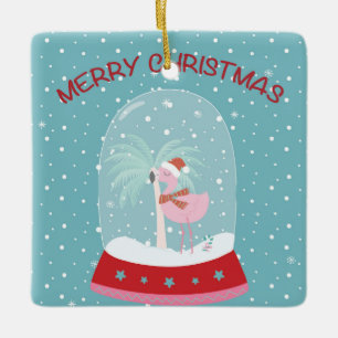 Kerstornament met Roze Flamingo Keramisch Ornament