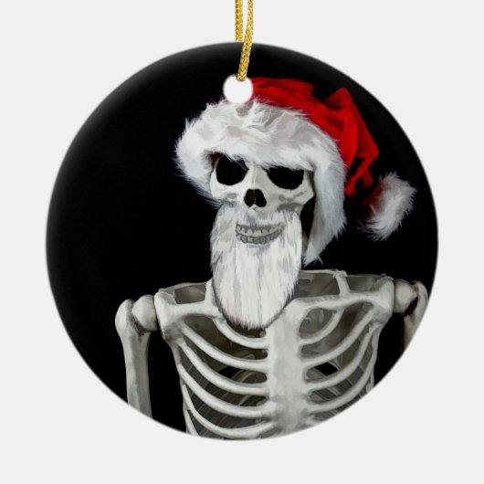 Kerstornament met skelet Kerstman Keramisch Ornament (Voorkant)