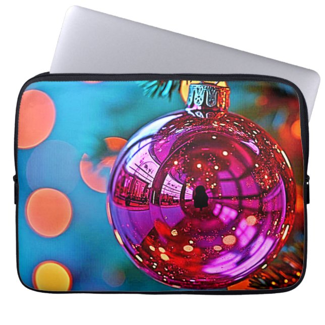 Kerstornament met sprankelend ontwerp laptop sleeve (Voorkant)