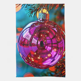 Kerstornament met sprankelend ontwerp theedoek