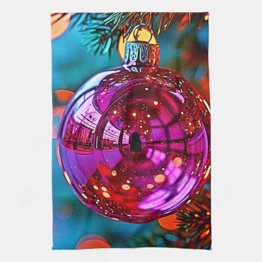 Kerstornament met sprankelend ontwerp theedoek (Verticaal)