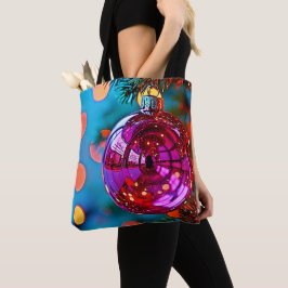 Kerstornament met sprankelend ontwerp tote bag
