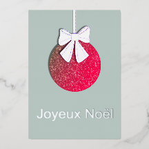 Kerstornament met strik Joyeux Noel