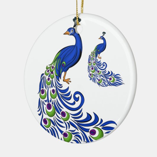 Kerstornament-Pauwen Keramisch Ornament (Links)